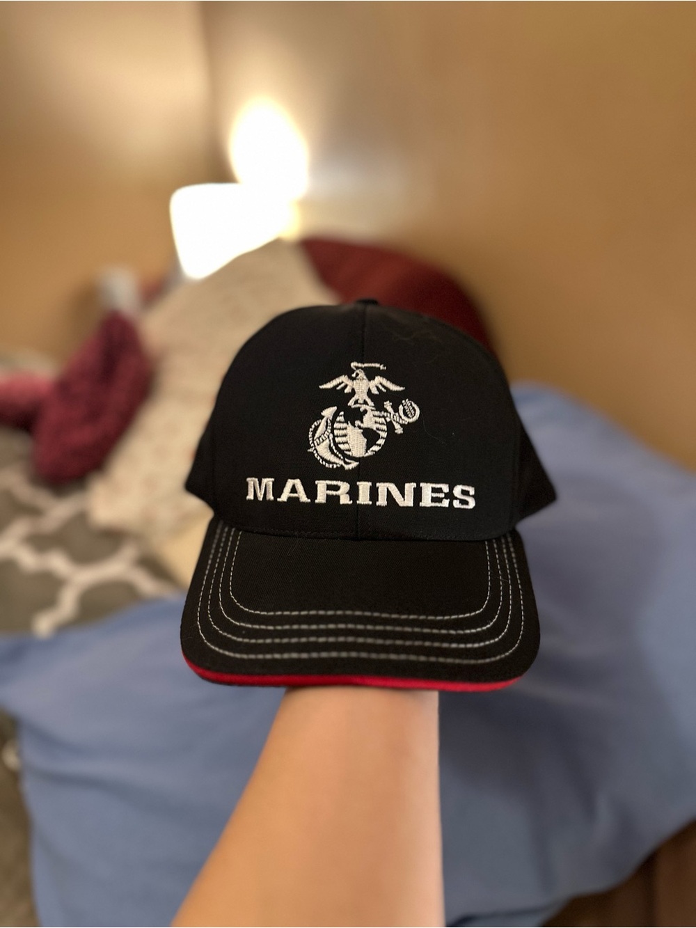 US Marines Black Cap with Embroidered Logo